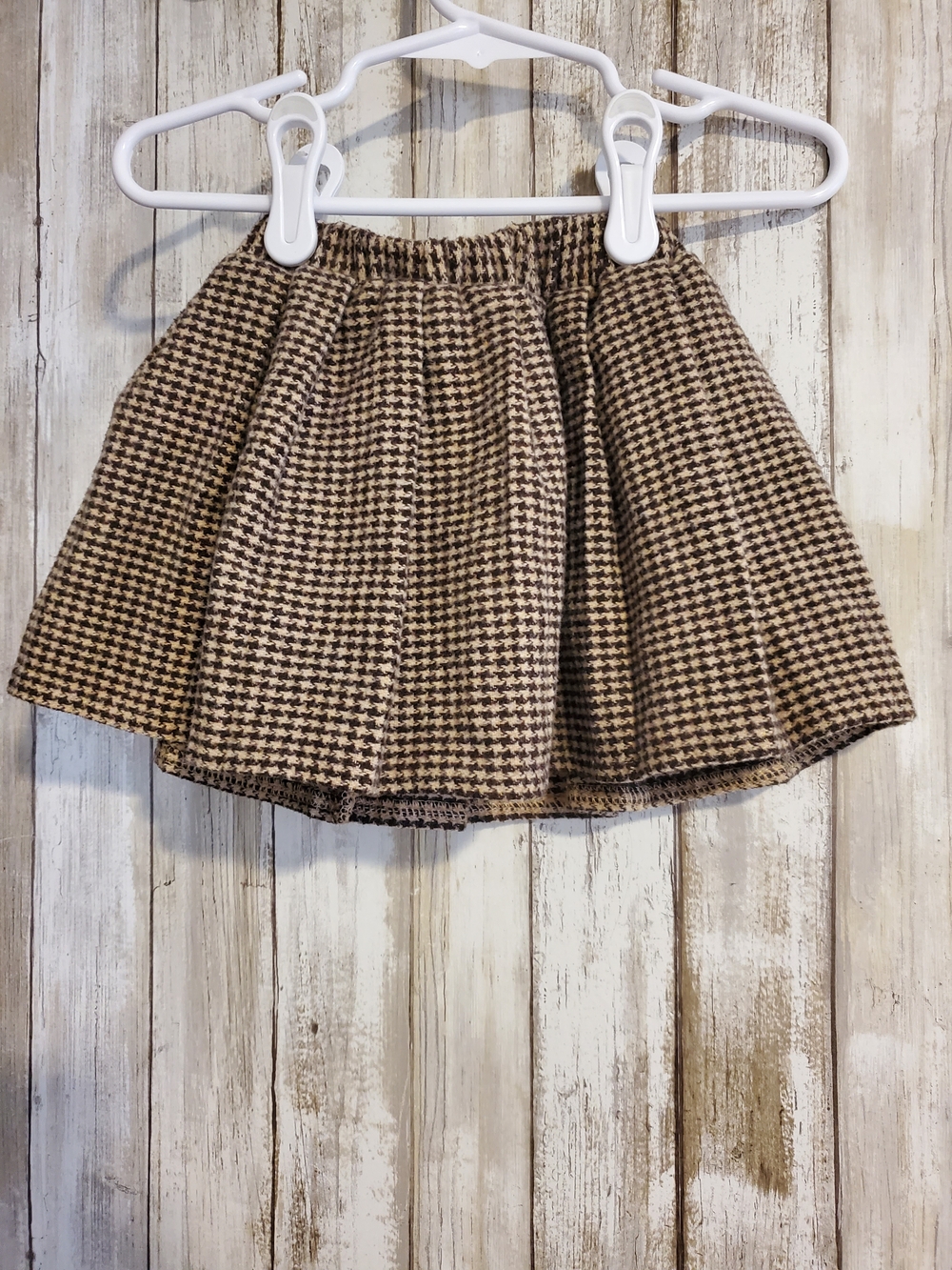 Girls Brown Houndstooth Circle Skirt